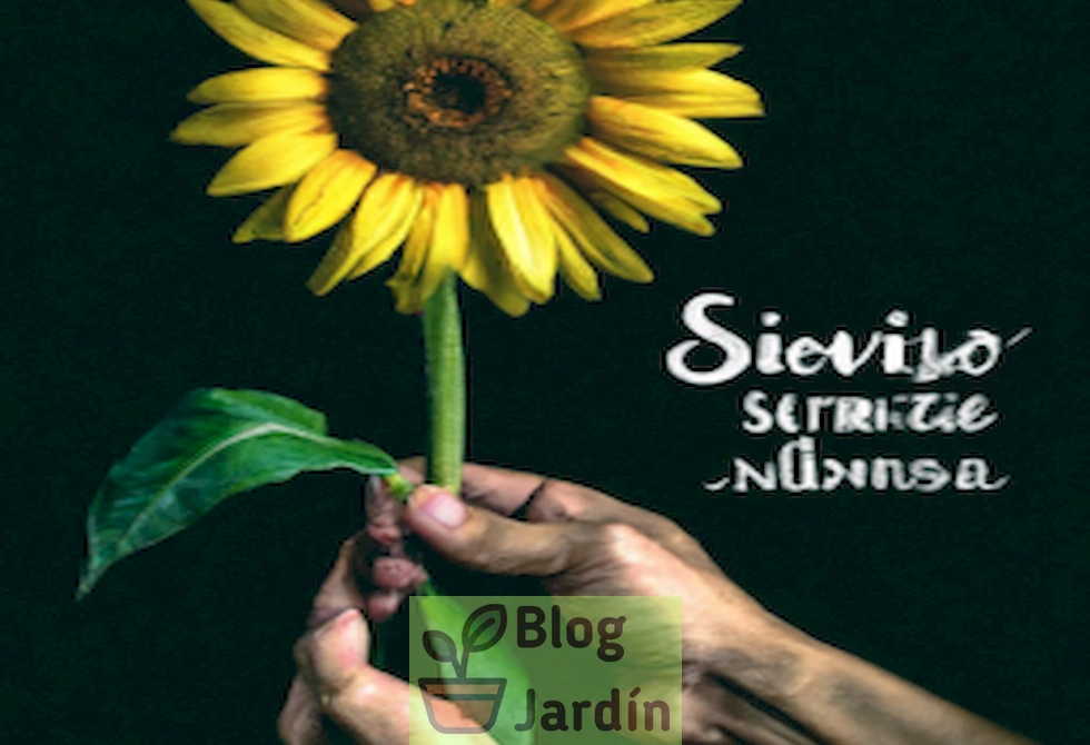 Imagen de girasol con una persona sosteniendo una flor en la mano, acompañado de la frase 'Descubre todo sobre las flores de girasol comestibles'.